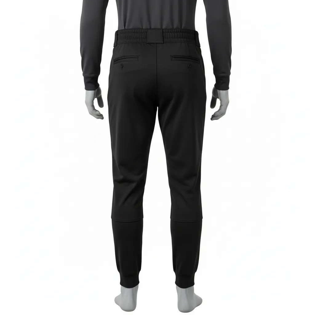 Custom Baseball Ankle Length Baseball Pant - Black - Solid - Back View - Kinexa Sportswear