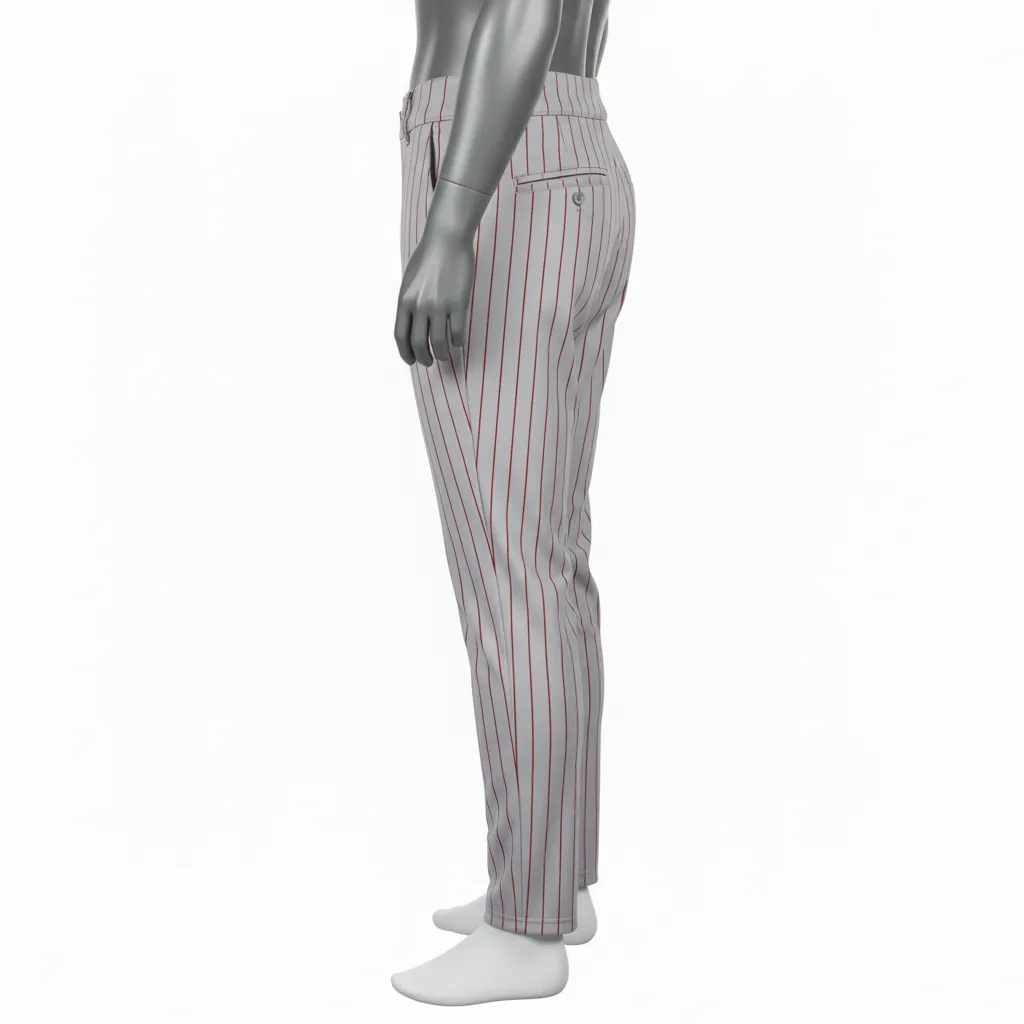Custom Baseball Ankle Length Baseball Pant - Gray - Cardinal Pinstripe - Side View - Kinexa Sportswear