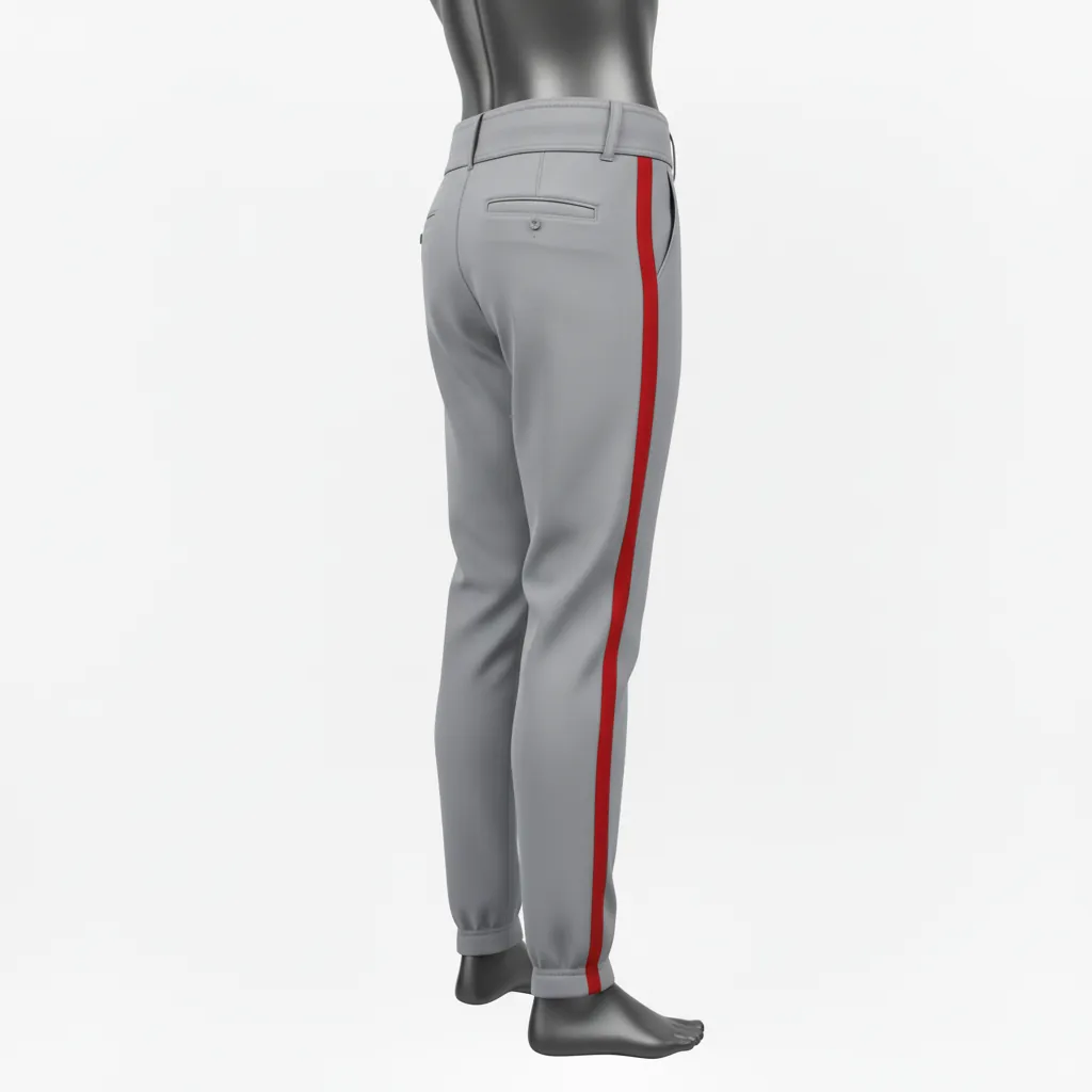 Custom Baseball Ankle Length Baseball Pant - Gray - Charcoal Pinstripe - Back View - Kinexa Sportswear