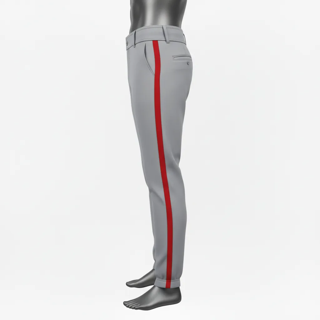 Custom Baseball Ankle Length Baseball Pant - Gray - Charcoal Pinstripe - Side View - Kinexa Sportswear