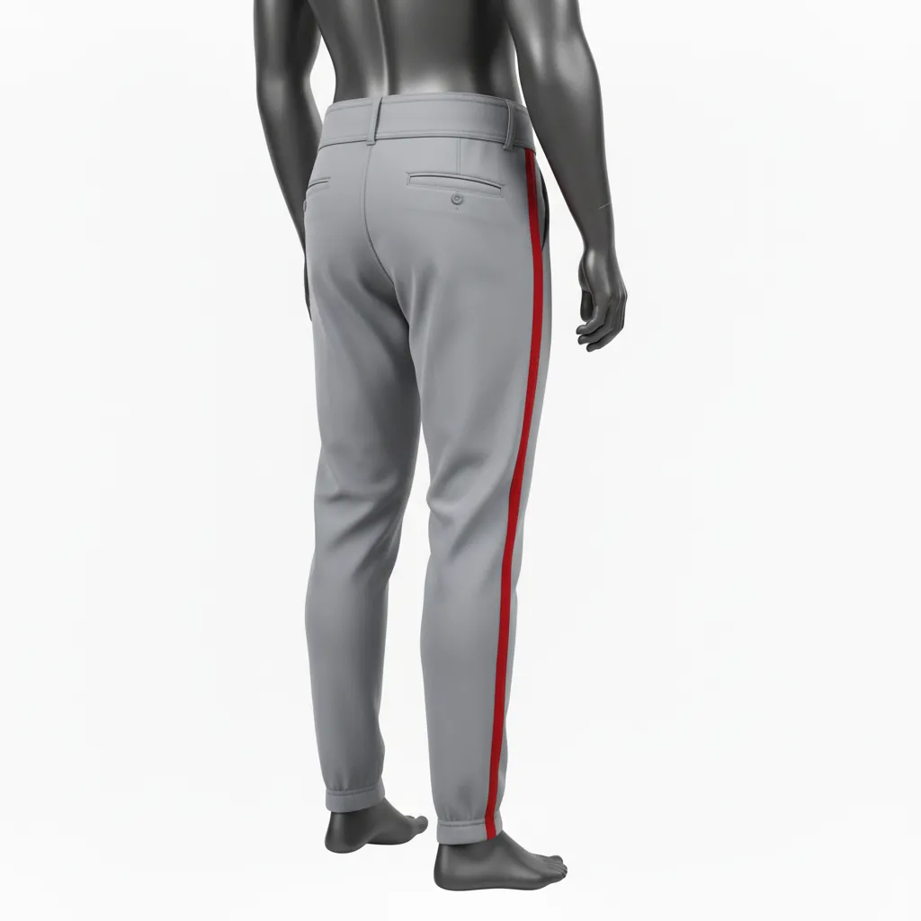 Custom Baseball Ankle Length Baseball Pant - Gray, Green - Kelly Double Piped - Back View - Kinexa Sportswear