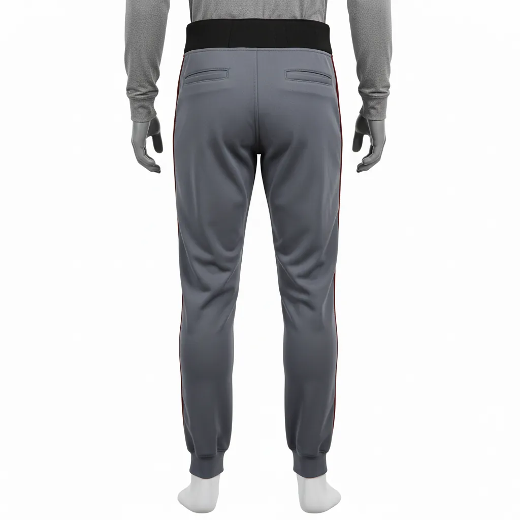 Custom Baseball Ankle Length Baseball Pant - Gray, Maroon - Double Piped - Back View - Kinexa Sportswear