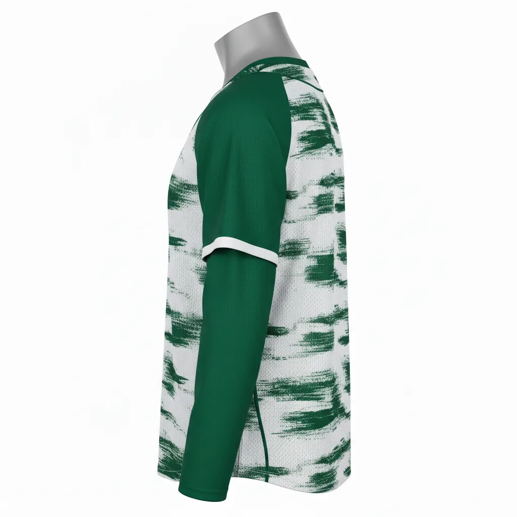 Custom Baseball Batting Practice Jersey - Green - Mesh Forest Brush Strokes - Side View - Kinexa Sportswear