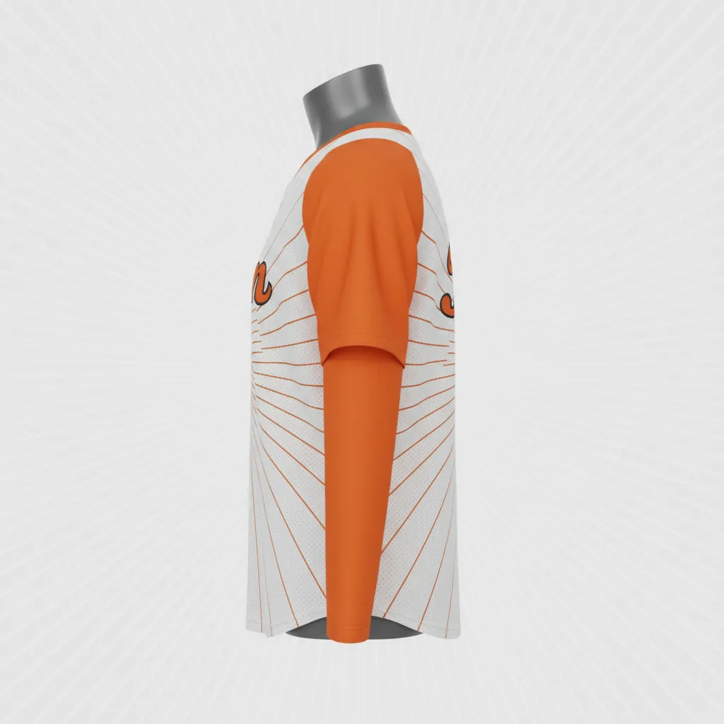 Custom Baseball Batting Practice Jersey - Orange - Mesh Starburst - Side View - Kinexa Sportswear
