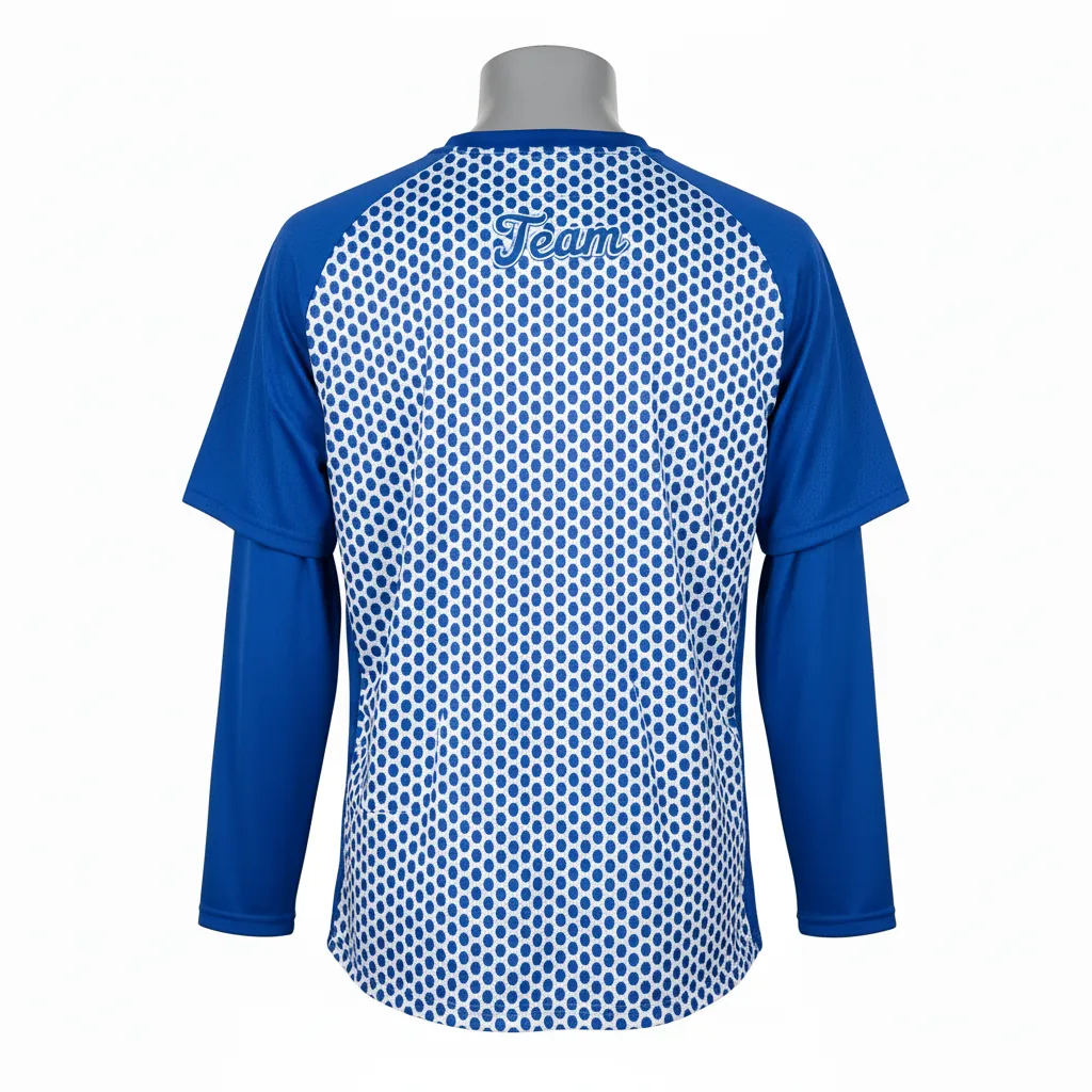 Custom Baseball Batting Practice Jersey - Blue - Mesh Royal Honeycomb - Back View - Kinexa Sportswear
