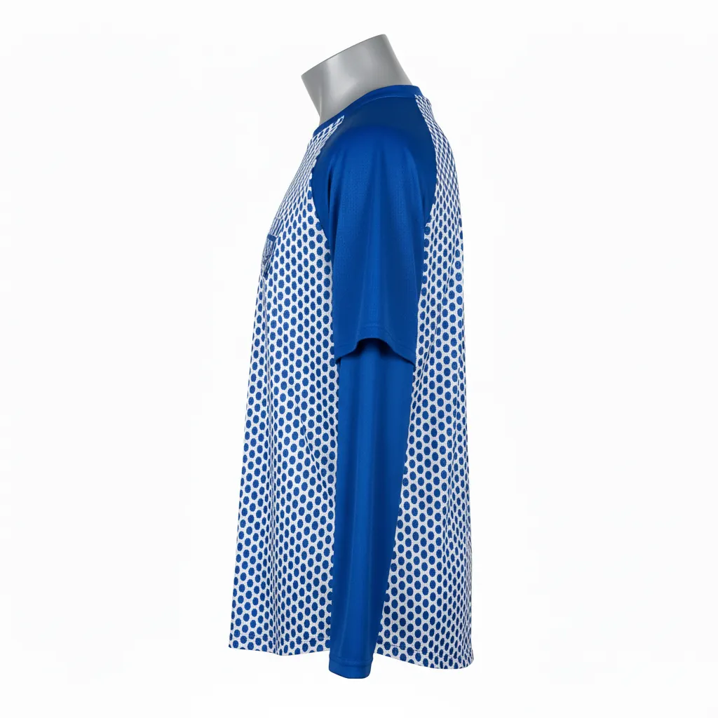 Custom Baseball Batting Practice Jersey - Blue - Mesh Royal Honeycomb - Side View - Kinexa Sportswear