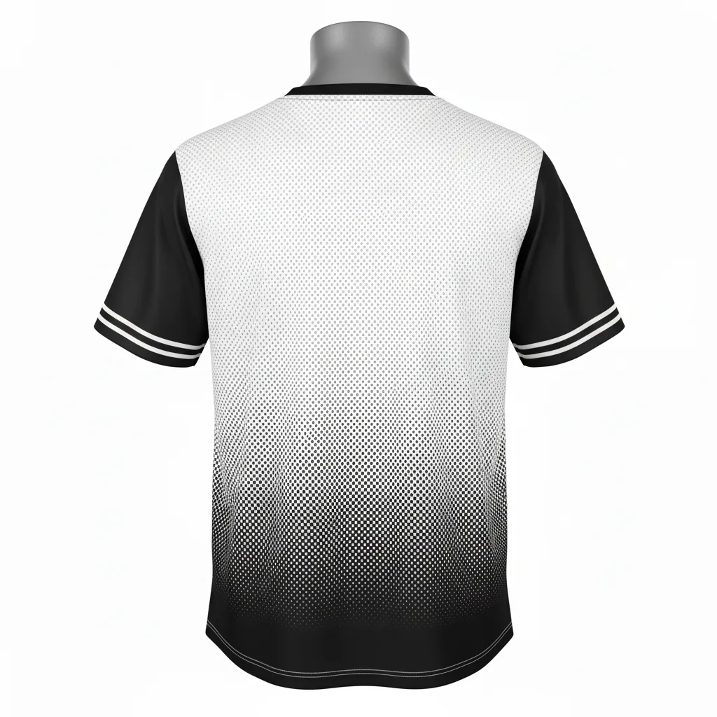 Custom Baseball Batting Practice Jersey - Black - Half Trainer Halftone - Back View - Kinexa Sportswear