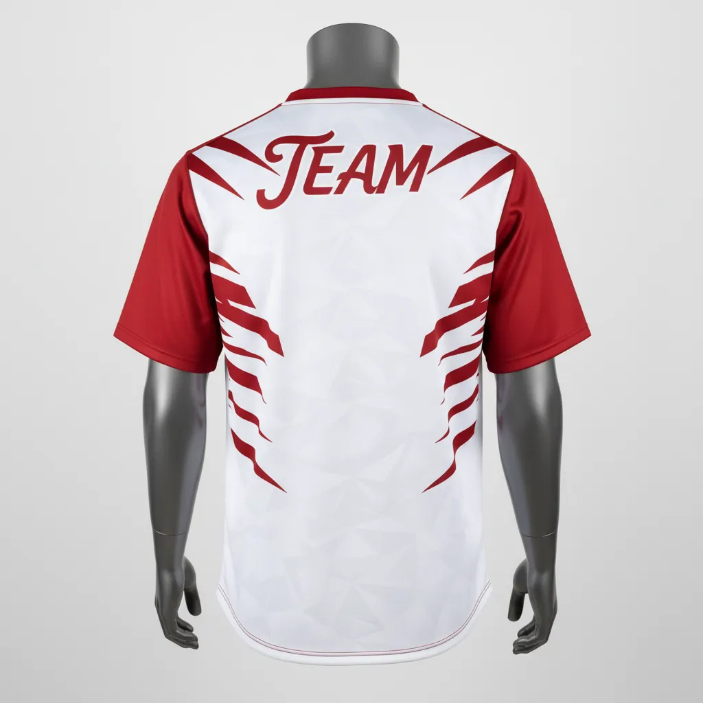 Custom Baseball Batting Practice Jersey - Custom Design - Half Trainer Cardinal Geometric - Back View - Kinexa Sportswear