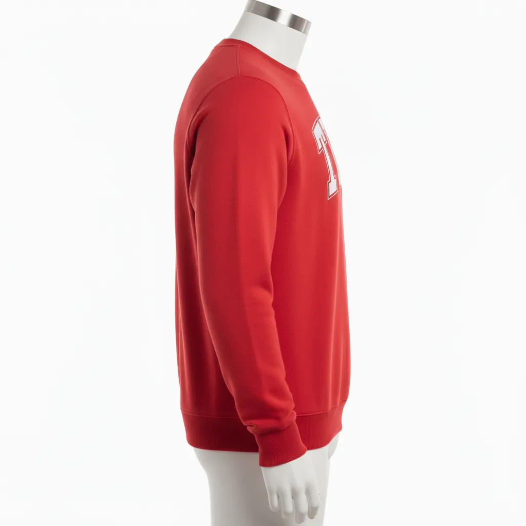 Custom Baseball Crewneck Baseball Sweatshirt - Red - Athletic Solid - Side View - Kinexa Sportswear