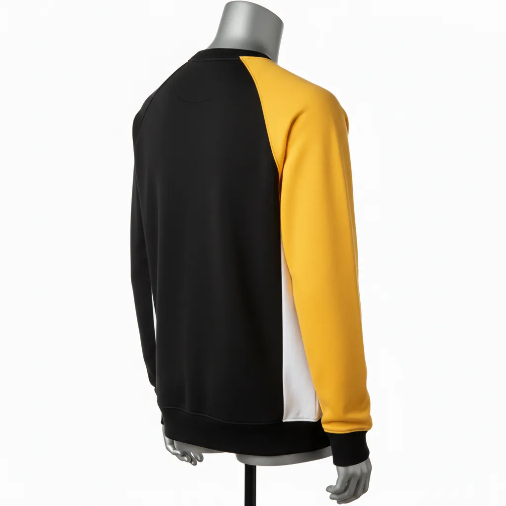 Custom Baseball Crewneck Baseball Sweatshirt - Black, Gold - Colorblock - Back View - Kinexa Sportswear