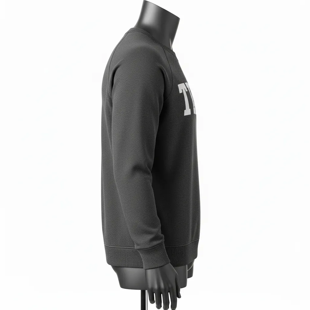 Custom Baseball Crewneck Baseball Sweatshirt - Grey - Charcoal Solid - Side View - Kinexa Sportswear