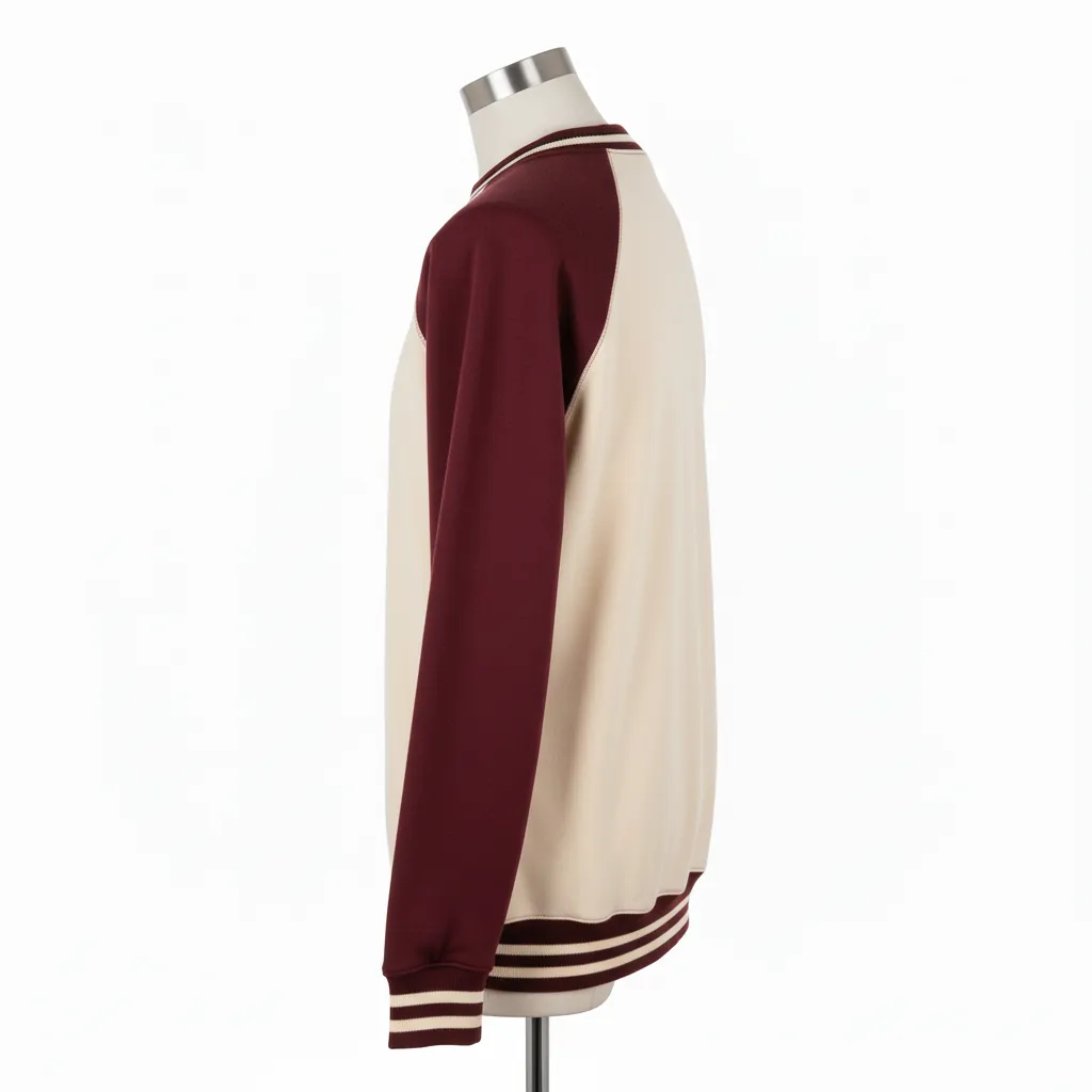 Custom Baseball Crewneck Baseball Sweatshirt - Cream, Burgundy - Varsity Retro - Back View - Kinexa Sportswear
