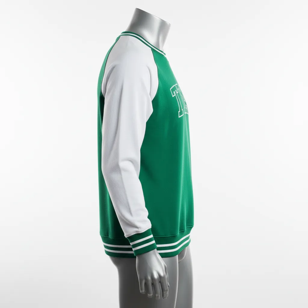 Custom Baseball Crewneck Baseball Sweatshirt - Green - Forest Solid - Side View - Kinexa Sportswear
