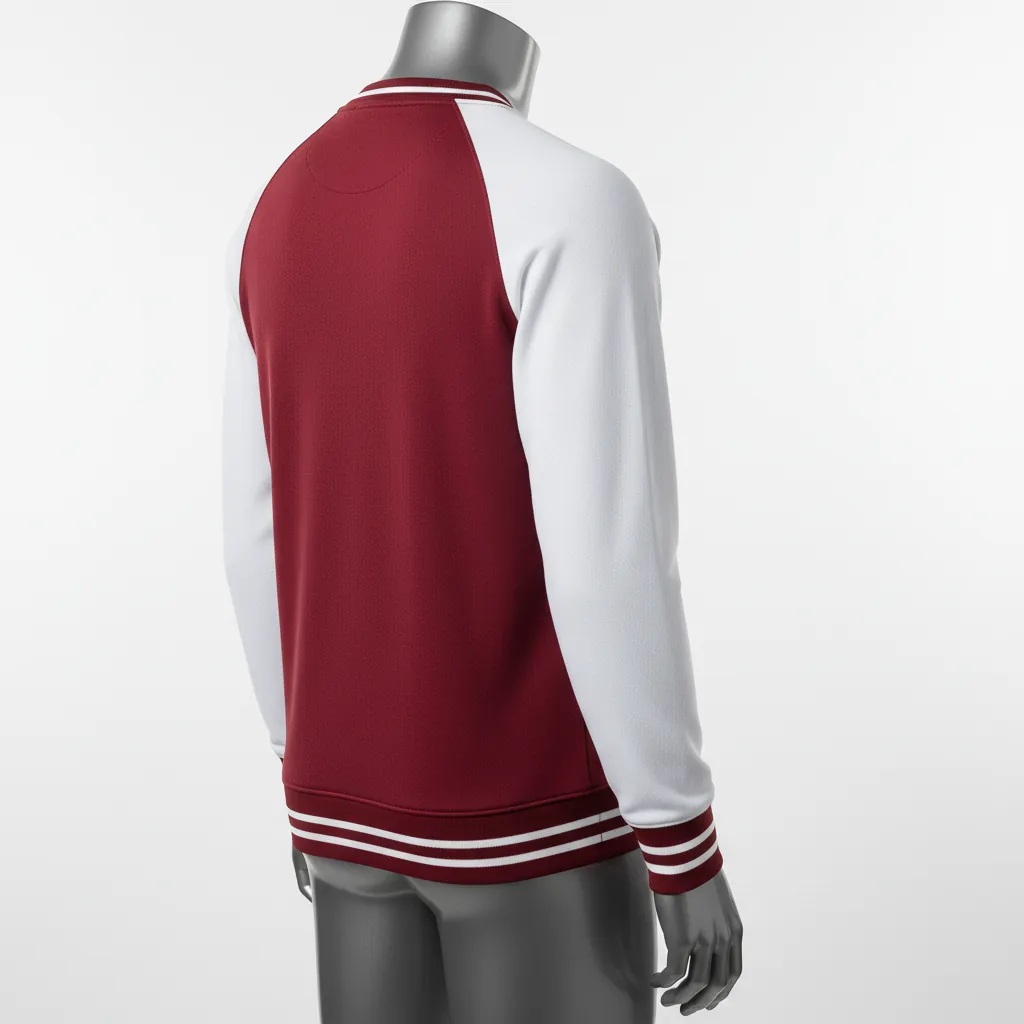 Custom Baseball Crewneck Baseball Sweatshirt - Maroon - Solid - Back View - Kinexa Sportswear