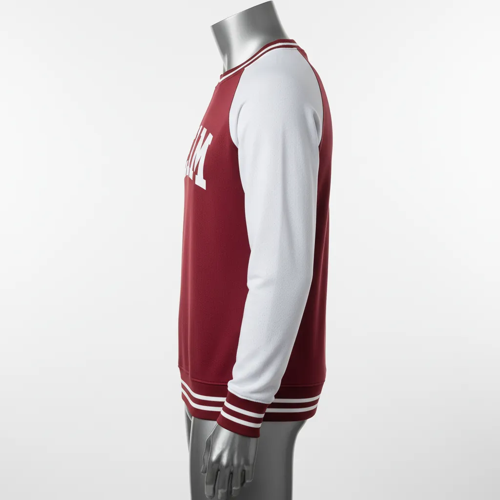 Custom Baseball Crewneck Baseball Sweatshirt - Maroon - Solid - Side View - Kinexa Sportswear