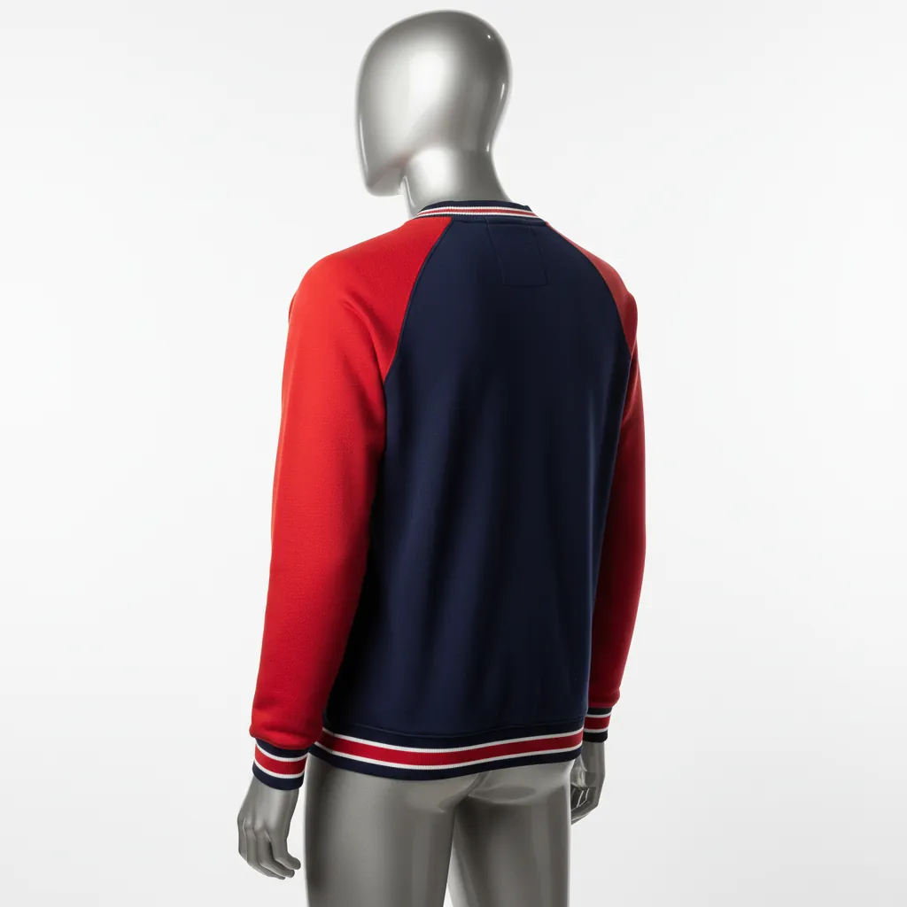 Custom Baseball Crewneck Baseball Sweatshirt - Navy, Red - Classic Varsity Retro - Back View - Kinexa Sportswear