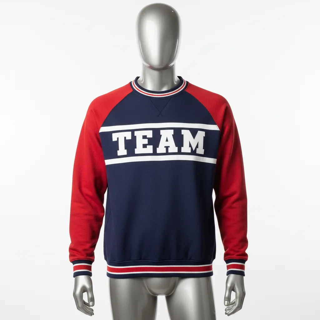 Custom Baseball Crewneck Baseball Sweatshirt - Navy, Red - Classic Varsity Retro - Front View - Kinexa Sportswear
