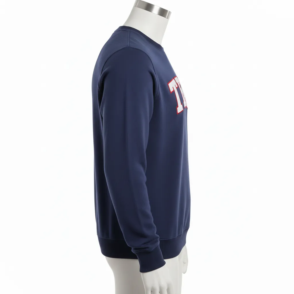 Custom Baseball Crewneck Baseball Sweatshirt - Navy - Solid - Side View - Kinexa Sportswear