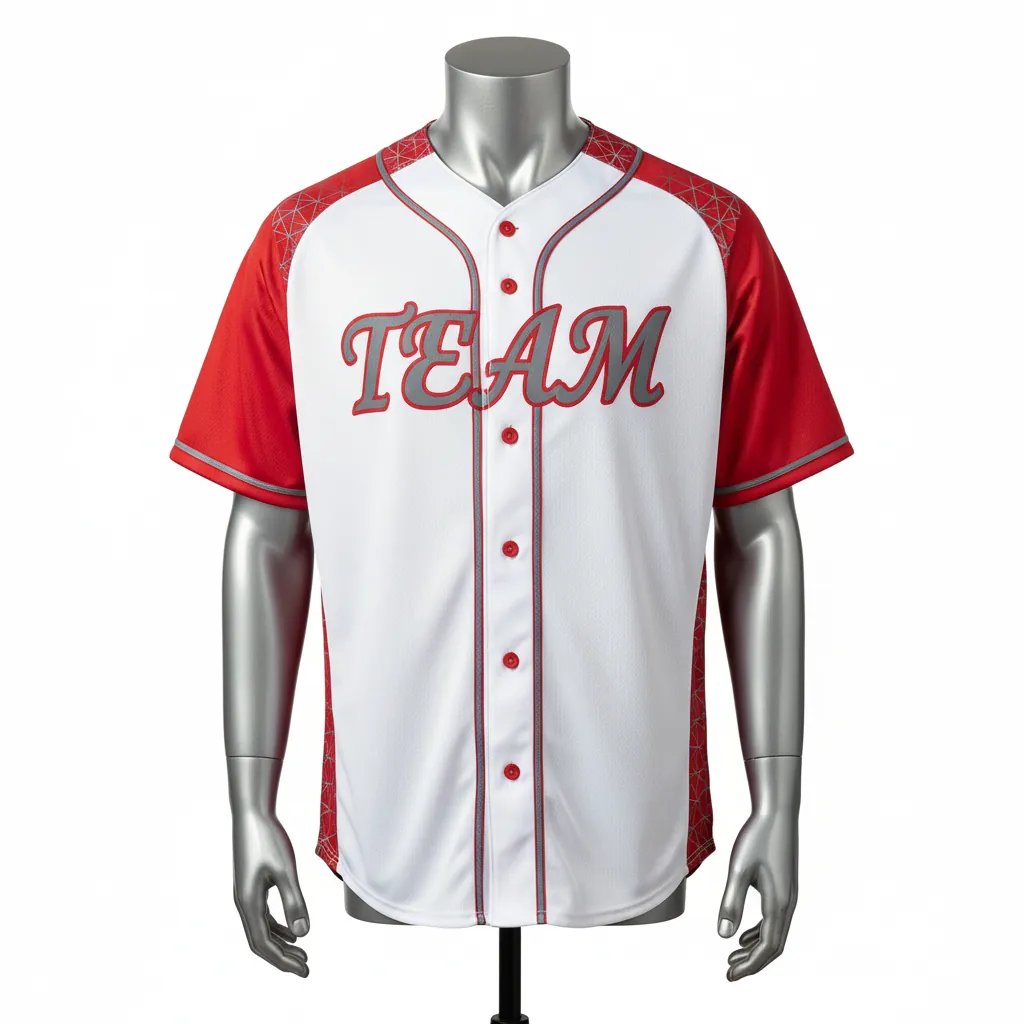Custom Baseball Full Button Baseball Jersey - White, Grey - Cardinal Mesh Pattern Script - Front View - Kinexa Sportswear