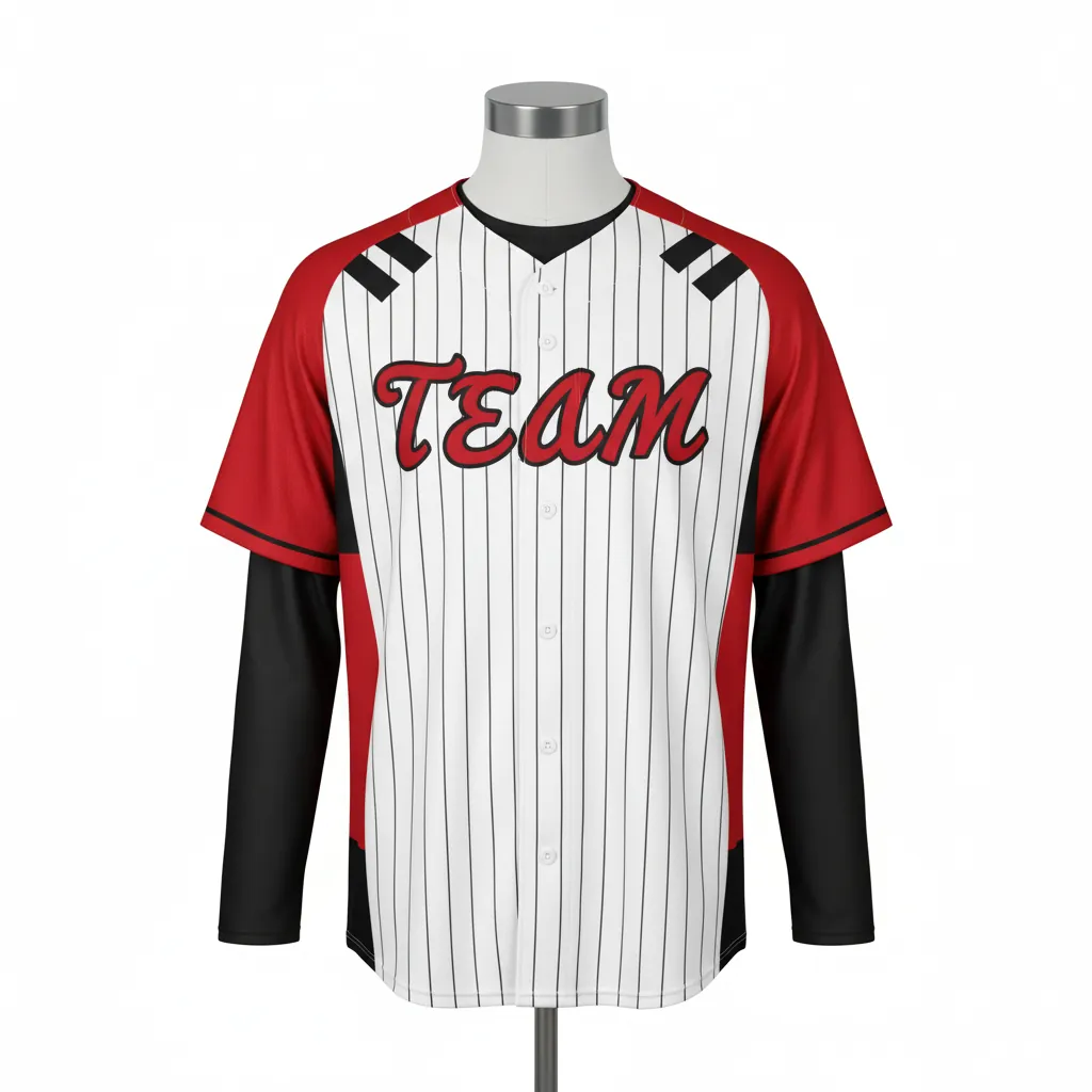 Custom Baseball Full Button Baseball Jersey - White, Red, Black - Cardinal Colorblock Script - Front View - Kinexa Sportswear