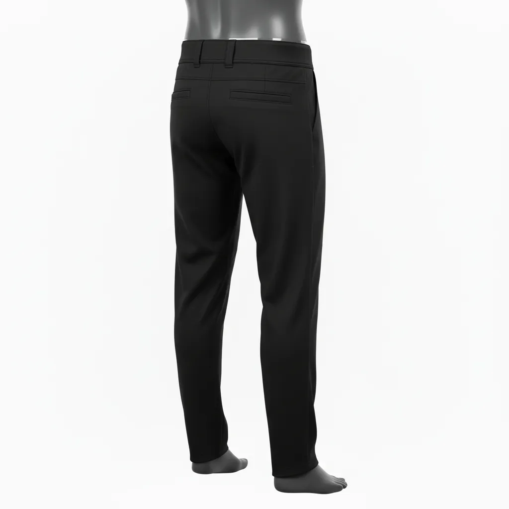 Custom Baseball Full Length Baseball Pant - Black - Solid - Back View - Kinexa Sportswear