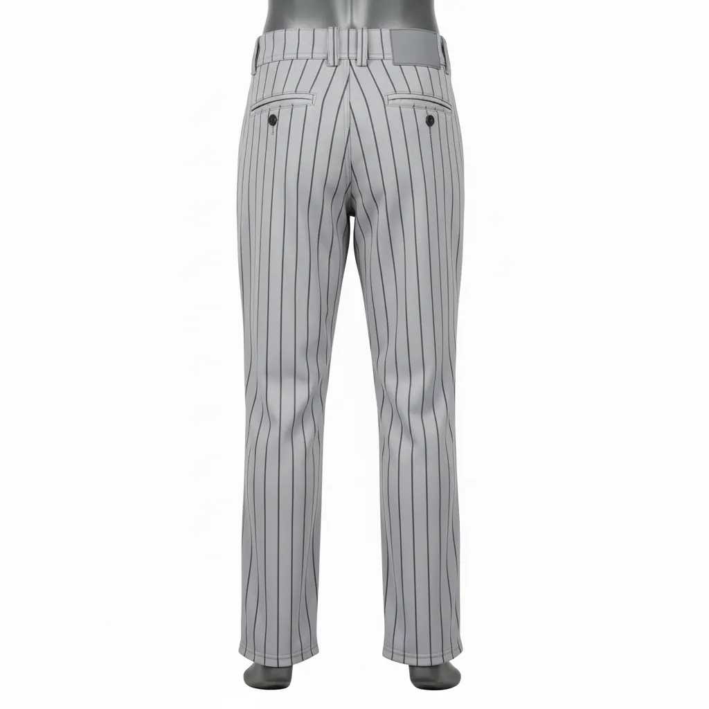 Custom Baseball Full Length Baseball Pant - Gray - Charcoal Pinstripe - Back View - Kinexa Sportswear
