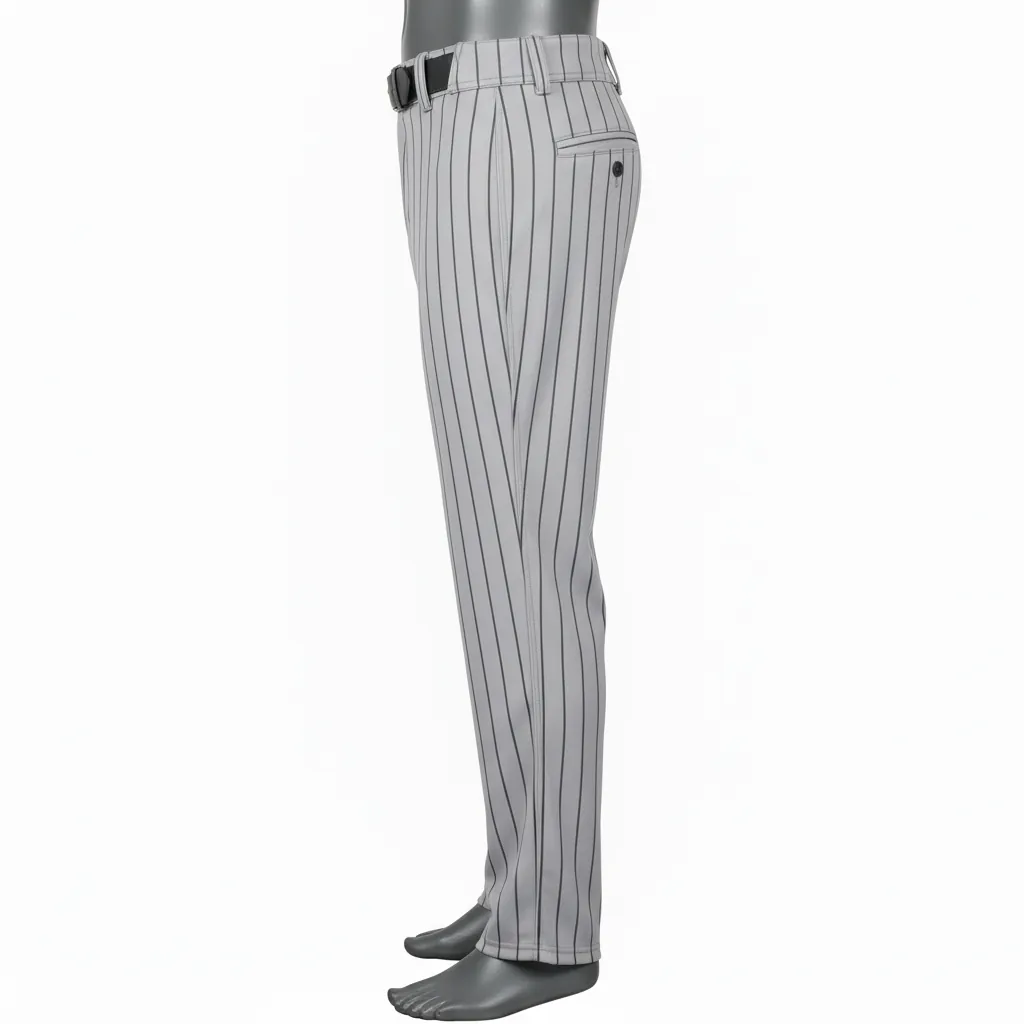 Custom Baseball Full Length Baseball Pant - Gray - Charcoal Pinstripe - Side View - Kinexa Sportswear