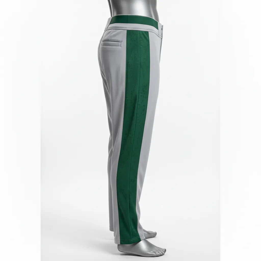 Custom Baseball Full Length Baseball Pant - Gray, Green - Forest Digital Camo Side Panel - Side View - Kinexa Sportswear