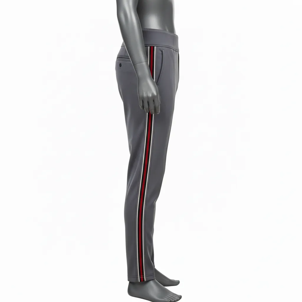 Custom Baseball Full Length Baseball Pant - Gray, Maroon - Double Piped - Side View - Kinexa Sportswear