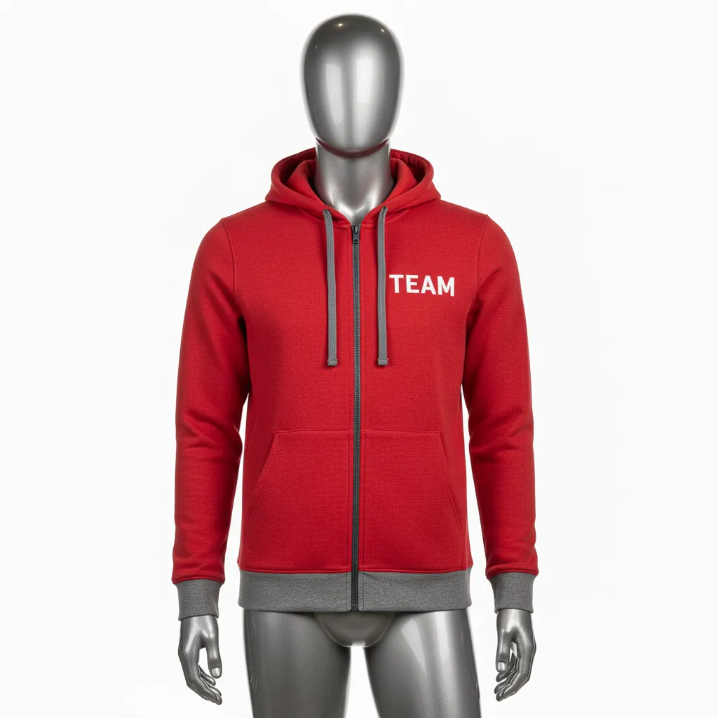 Custom Baseball Full Zip Baseball Hoodie - Red - Fullzip Athletic Solid - Front View - Kinexa Sportswear