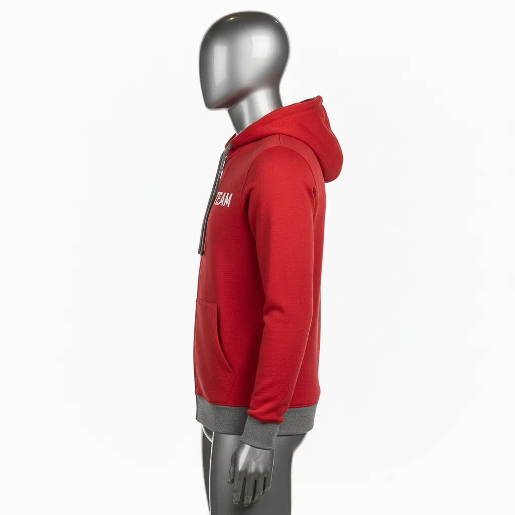 Custom Baseball Full Zip Baseball Hoodie - Red - Fullzip Athletic Solid - Side View - Kinexa Sportswear