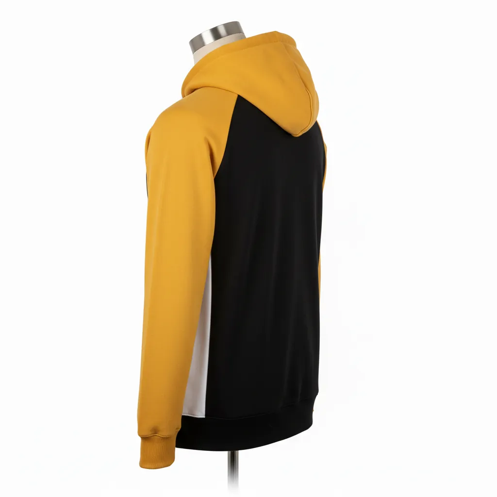 Custom Baseball Full Zip Baseball Hoodie - Black, Gold - Fullzip Colorblock - Back View - Kinexa Sportswear