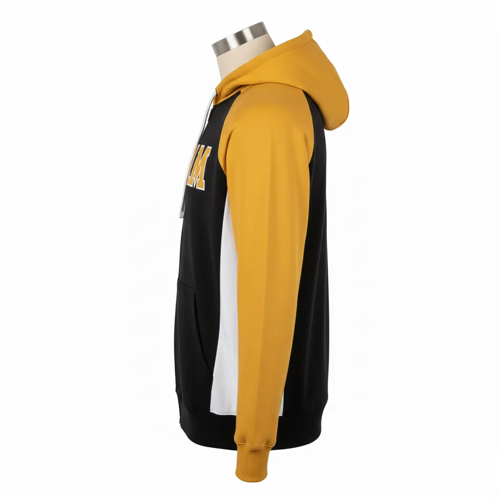 Custom Baseball Full Zip Baseball Hoodie - Black, Gold - Fullzip Colorblock - Side View - Kinexa Sportswear
