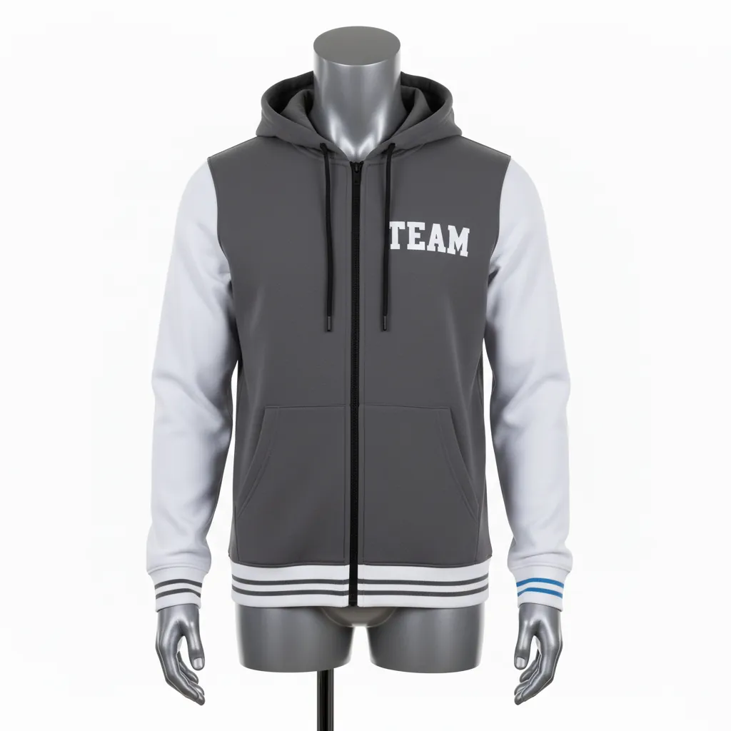 Custom Baseball Full Zip Baseball Hoodie - Grey - Fullzip Charcoal Solid - Front View - Kinexa Sportswear