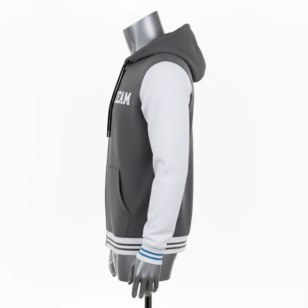 Custom Baseball Full Zip Baseball Hoodie - Grey - Fullzip Charcoal Solid - Side View - Kinexa Sportswear