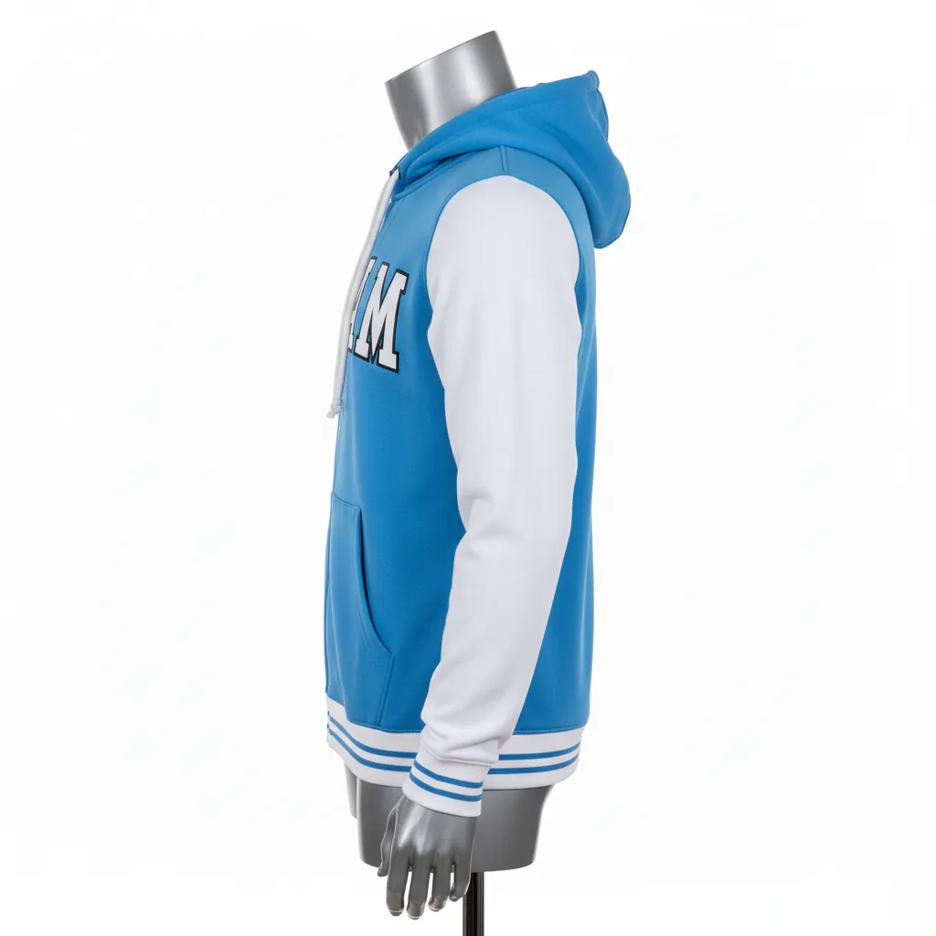 Custom Baseball Full Zip Baseball Hoodie - Blue - Fullzip Columbia Solid - Side View - Kinexa Sportswear