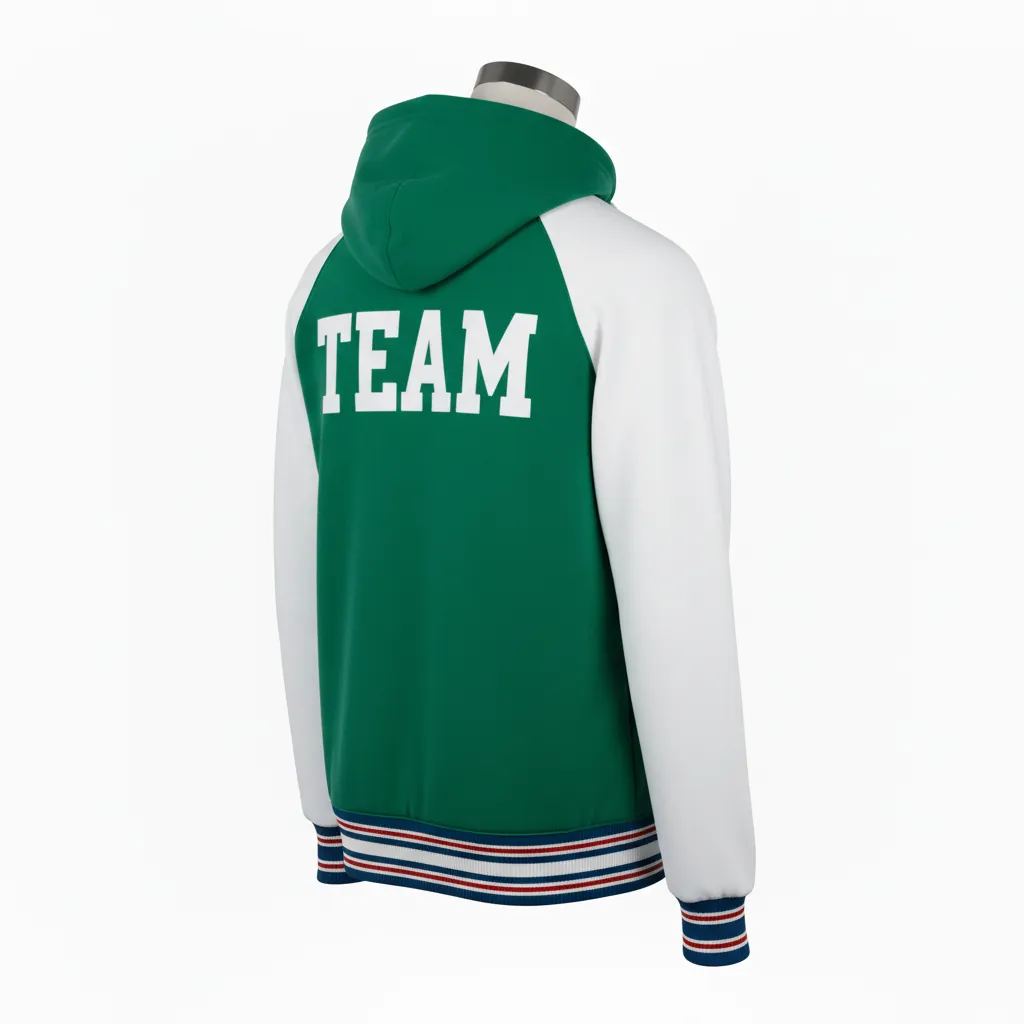 Custom Baseball Full Zip Baseball Hoodie - Green - Fullzip Forest Solid - Back View - Kinexa Sportswear
