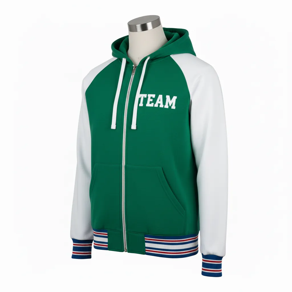 Custom Baseball Full Zip Baseball Hoodie - Green - Fullzip Forest Solid - Front View - Kinexa Sportswear