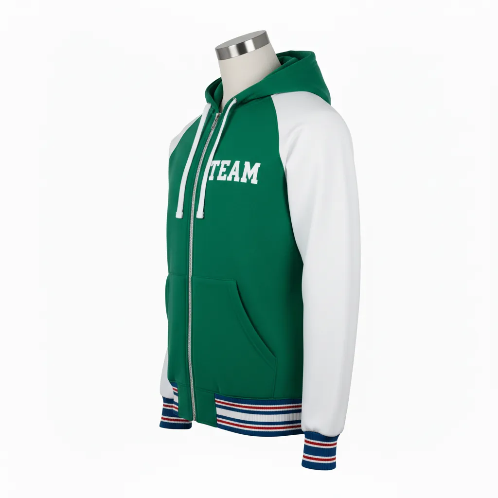 Custom Baseball Full Zip Baseball Hoodie - Green - Fullzip Forest Solid - Side View - Kinexa Sportswear