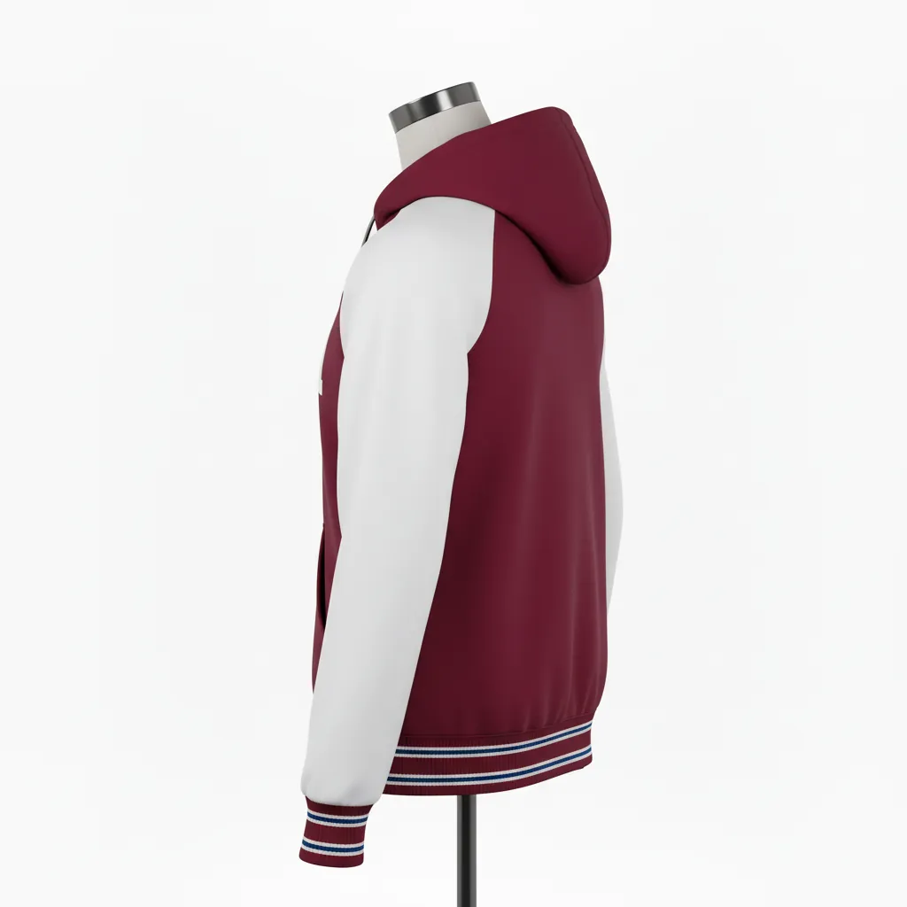 Custom Baseball Full Zip Baseball Hoodie - Maroon - Fullzip Solid - Back View - Kinexa Sportswear