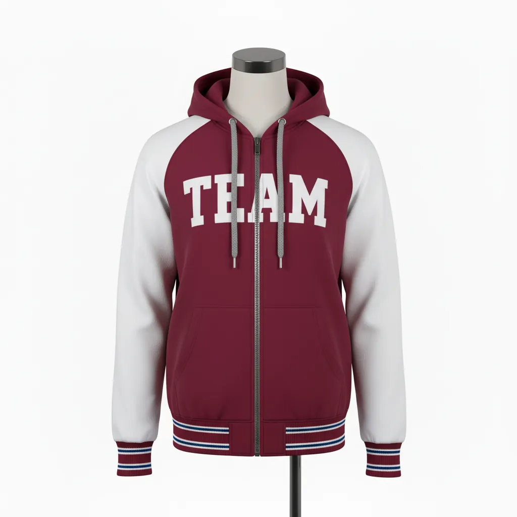 Custom Baseball Full Zip Baseball Hoodie - Maroon - Fullzip Solid - Front View - Kinexa Sportswear