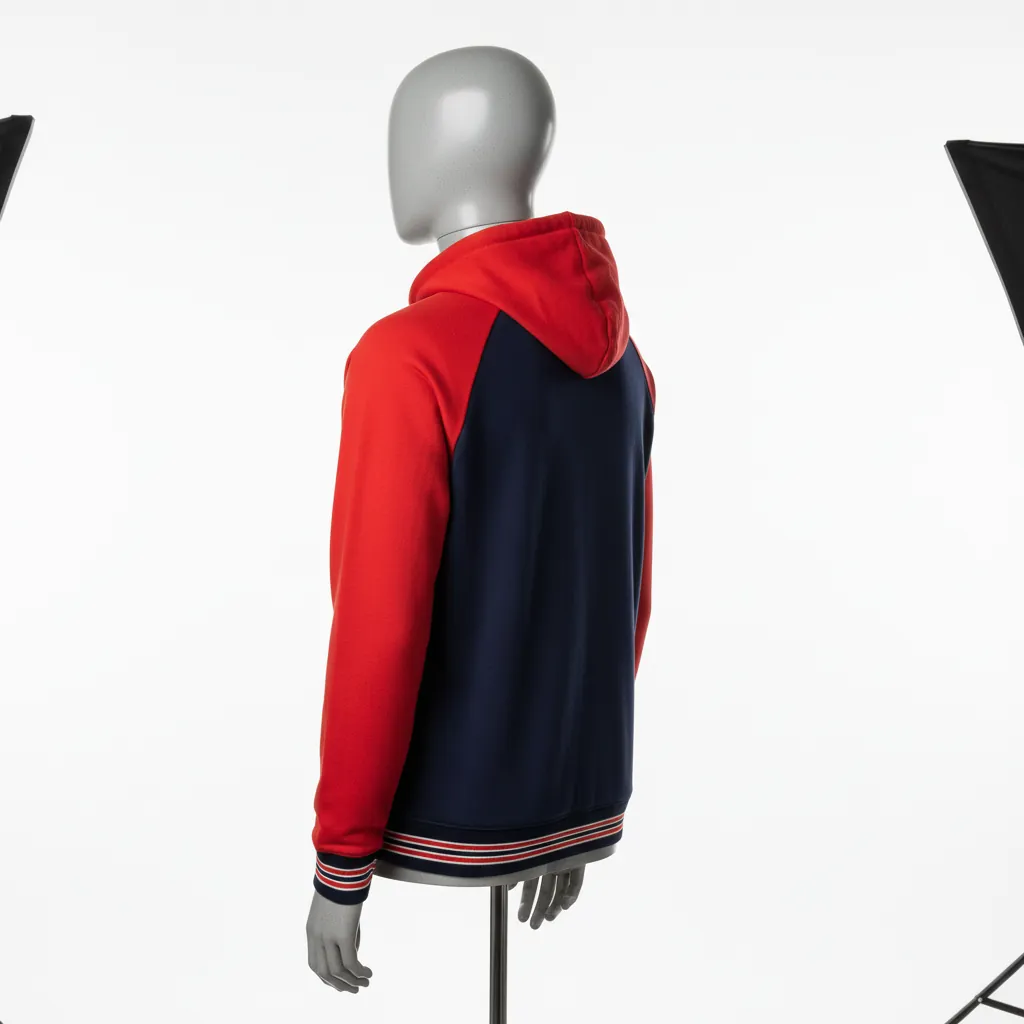 Custom Baseball Full Zip Baseball Hoodie - Navy, Red - Fullzip Classic Varsity Retro - Back View - Kinexa Sportswear