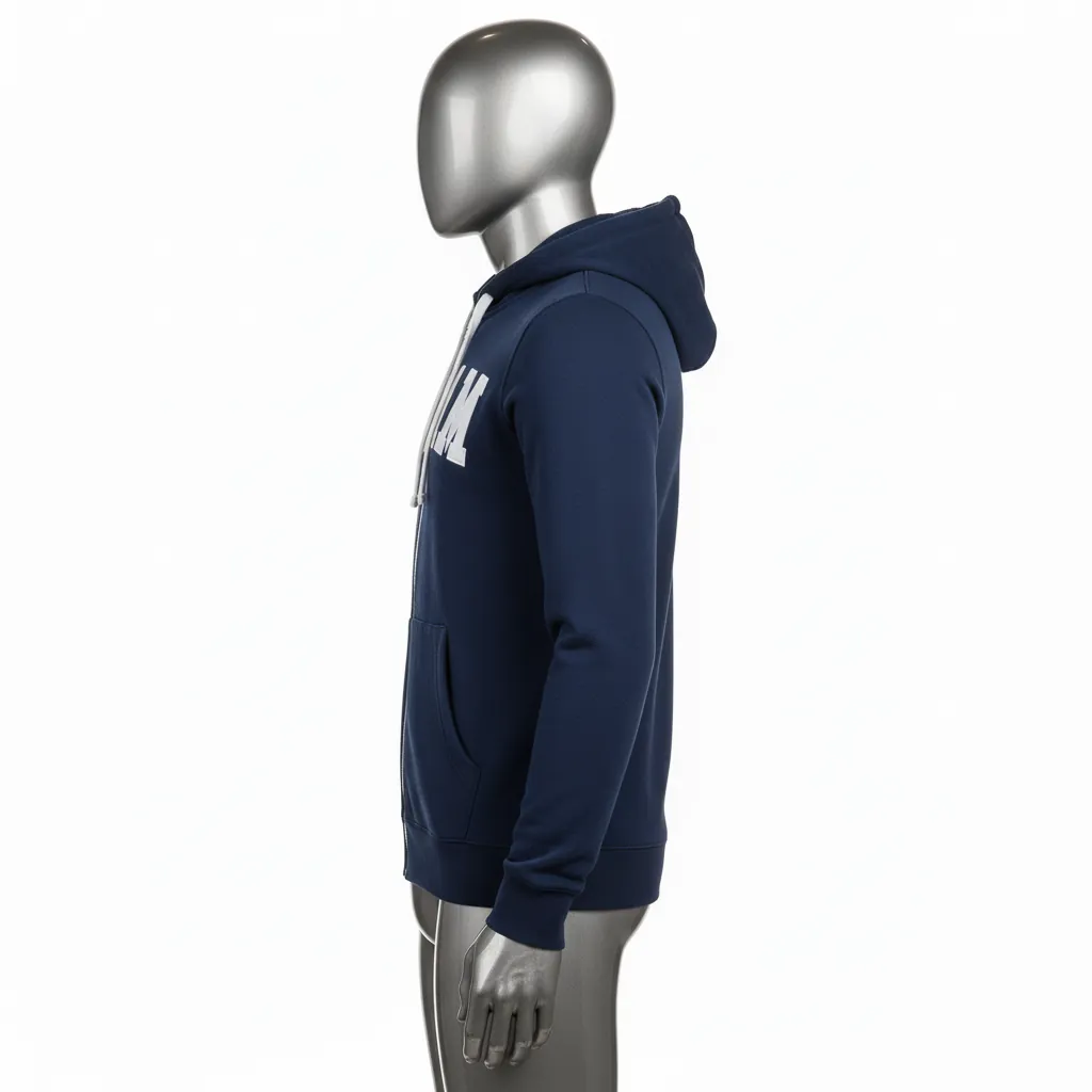 Custom Baseball Full Zip Baseball Hoodie - Navy - Fullzip Solid - Side View - Kinexa Sportswear