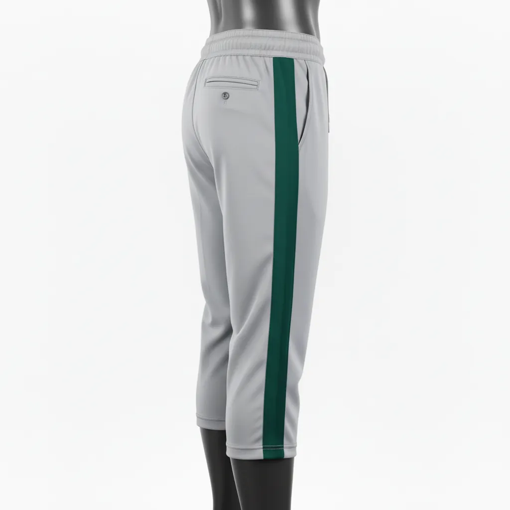 Custom Baseball Knicker Style Baseball Pant - Gray - Cardinal Pinstripe - Back View - Kinexa Sportswear