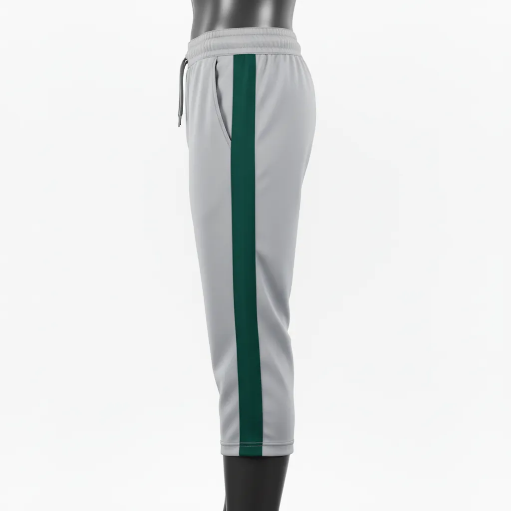 Custom Baseball Knicker Style Baseball Pant - Gray - Cardinal Pinstripe - Side View - Kinexa Sportswear