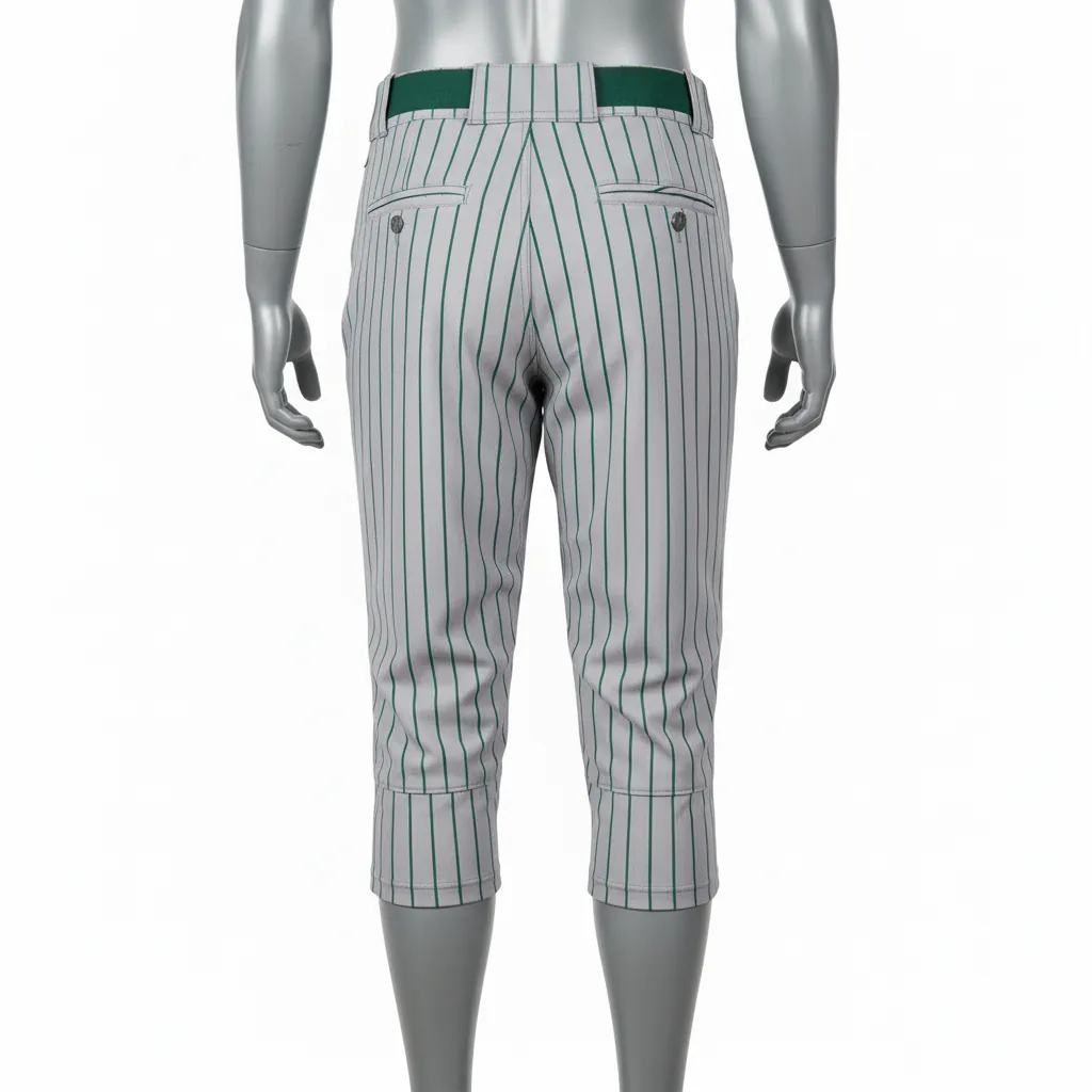 Custom Baseball Knicker Style Baseball Pant - Gray, Green - Forest Pinstripe - Back View - Kinexa Sportswear