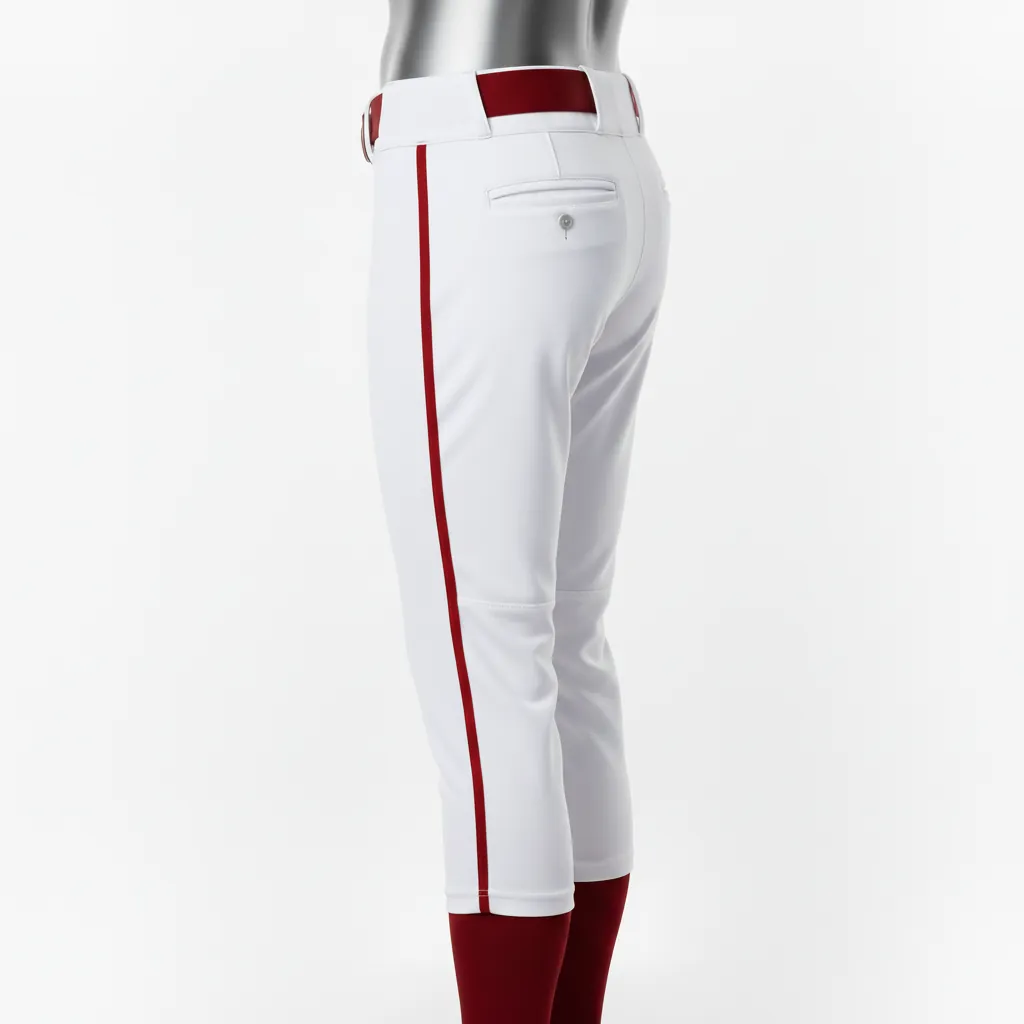 Custom Baseball Knicker Style Baseball Pant - Gray, Navy - Pinstripe - Side View - Kinexa Sportswear