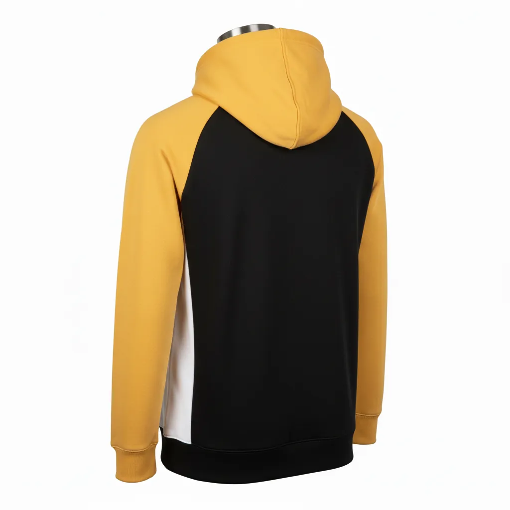 Custom Baseball Pullover Baseball Hoodie - Black, Gold - Colorblock - Back View - Kinexa Sportswear
