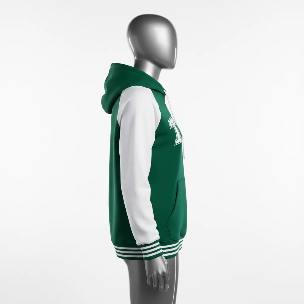 Custom Baseball Pullover Baseball Hoodie - Green - Forest Solid - Side View - Kinexa Sportswear