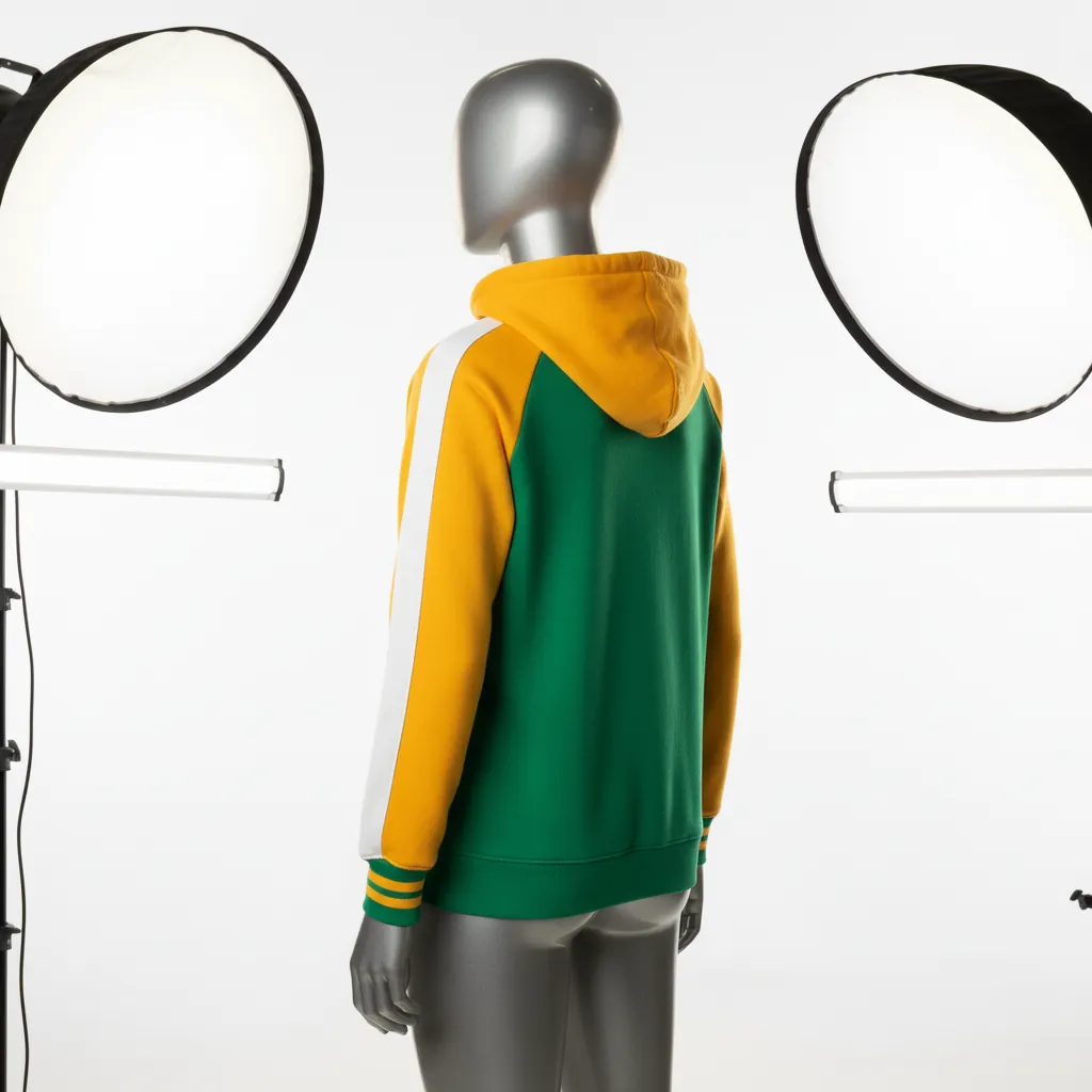 Custom Baseball Pullover Baseball Hoodie - Green, Gold - Kelly Varsity Retro - Back View - Kinexa Sportswear
